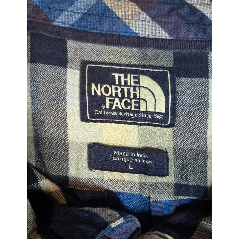 The North Face Men's Large Blue Navy Plaid Arroyo Flannel Long Sleeve Shirt